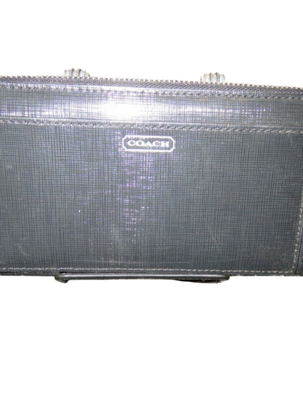 COACH Darcy Black Leather Accordian Full Zip Continental Long Wallet